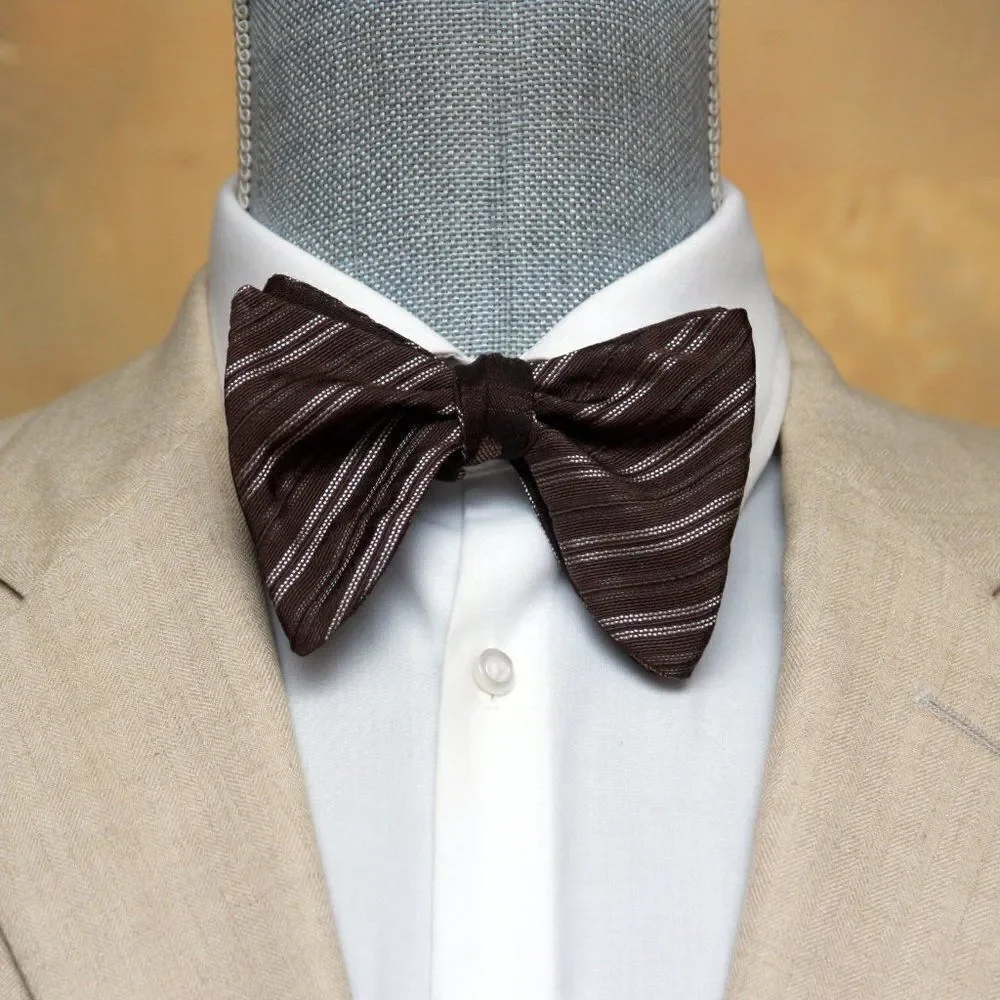 Men's Self-tied Bow Tie 100%Silk Big Butterfly Reversible‎ S666 Brown